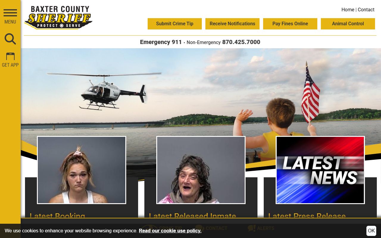 Baxter County Sheriff Office website - warrants and criminal records
