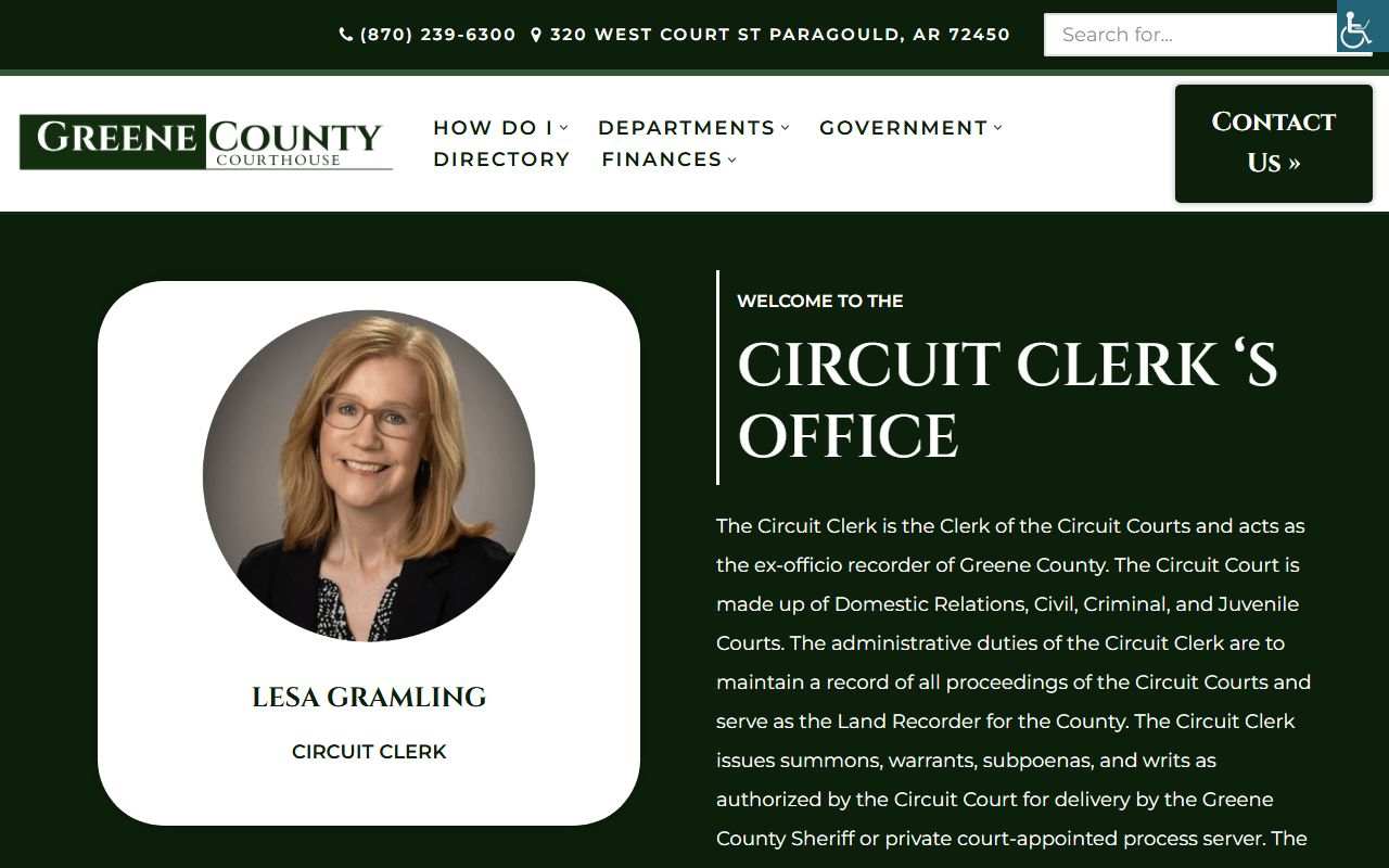 Greene County Circuit Clerk website - criminal court records in Paragould
