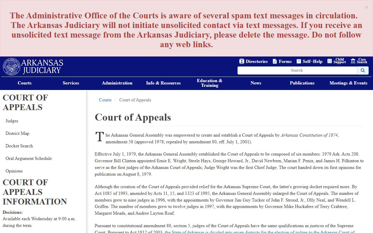 Arkansas Court of Appeals criminal case appeal records